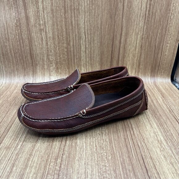 Duluth Trading Co Brown Bison Grain Driving Loafers Mens 10 M Shoes - Picture 3 of 8